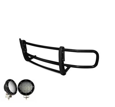 Black Horse Off Road - SPARTAN Grille Guard With Set of 5.3".Black Trim Rings LED Flood Lights-Black-Dodge,Mercedes and Freightliner Sprinter|Black Horse Off Road - Image 12