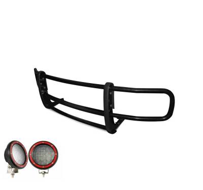 Black Horse Off Road - SPARTAN Grille Guard With Set of 5.3" Red Trim Rings LED Flood Lights-Black-Dodge,Mercedes and Freightliner Sprinter|Black Horse Off Road - Image 12