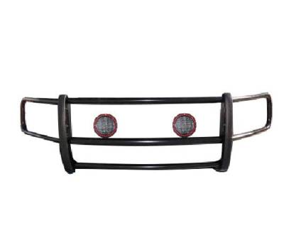 Black Horse Off Road - SPARTAN Grille Guard With Set of 5.3" Red Trim Rings LED Flood Lights-Black-Dodge,Mercedes and Freightliner Sprinter|Black Horse Off Road - Image 24