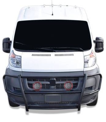 Black Horse Off Road - SPARTAN Grille Guard With Set of 5.3" Red Trim Rings LED Flood Lights-Black-Promaster 1500/Promaster 2500/Promaster 3500|Black Horse Off Road - Image 2