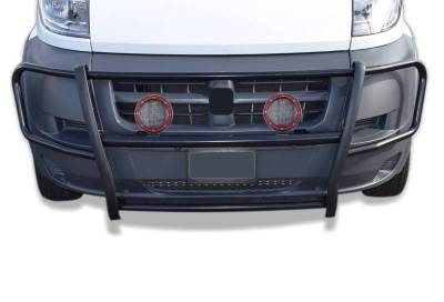 Black Horse Off Road - SPARTAN Grille Guard With Set of 5.3" Red Trim Rings LED Flood Lights-Black-Promaster 1500/Promaster 2500/Promaster 3500|Black Horse Off Road - Image 4