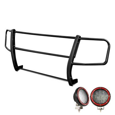 Black Horse Off Road - SPARTAN Grille Guard With Set of 5.3" Red Trim Rings LED Flood Lights-Black-Promaster 1500/Promaster 2500/Promaster 3500|Black Horse Off Road - Image 5