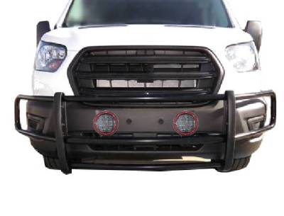 Black Horse Off Road - SPARTAN Grille Guard With Set of 5.3" Red Trim Rings LED Flood Lights-Black-2020-2025 Ford Transit-350 HD 2WD Full Size-Ford Transit-350 2WD Full Size-Ford Transit-250 2WD Full Size-Ford Transit-150 2WD Full Size|Black Horse Off Road - Image 9