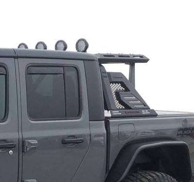 Black Horse Off Road - ARMOUR II Roll Bar Ladder Rack W/Basket With 2 Set of 5.3&quot;.Black Trim Rings LED Flood Lights-Black-2005-2024 Toyota Tacoma|Black Horse Off Road - Image 6