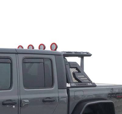 Black Horse Off Road - ARMOUR II Roll Bar Ladder Rack W/Basket With 2 Sets of 5.3&quot; Red Trim Rings LED Flood Lights-Black-2005-2024 Toyota Tacoma|Black Horse Off Road - Image 7
