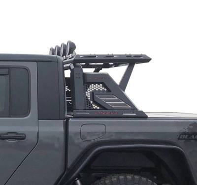 Black Horse Off Road - ARMOUR II Roll Bar Ladder Rack W/Basket With 2 Set of 5.3".Black Trim Rings LED Flood Lights-Black-2005-2021 Nissan Frontier|Black Horse Off Road - Image 24