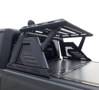 Black Horse Off Road - ARMOUR II Roll Bar Ladder Rack W/Basket With 2 Set of 5.3".Black Trim Rings LED Flood Lights-Black-2005-2021 Nissan Frontier|Black Horse Off Road - Image 26