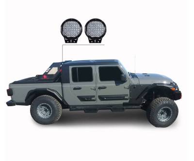 Black Horse Off Road - VIGOR Roll Bar Ladder Rack With Set of 9" Black Round LED Light-Black-2020-2024 Jeep Gladiator|Black Horse Off Road - Image 4