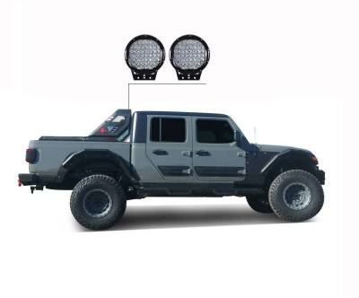 Black Horse Off Road - VIGOR Roll Bar Ladder Rack With Set of 9" Black Round LED Light-Black-2020-2024 Jeep Gladiator|Black Horse Off Road - Image 6