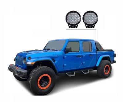 Black Horse Off Road - VIGOR Roll Bar Ladder Rack With Set of 9" Black Round LED Light-Black-2020-2024 Jeep Gladiator|Black Horse Off Road - Image 8