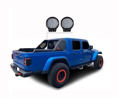 Black Horse Off Road - VIGOR Roll Bar Ladder Rack With Set of 9" Black Round LED Light-Black-2020-2024 Jeep Gladiator|Black Horse Off Road - Image 10