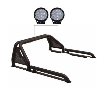 Black Horse Off Road - GLADIATOR Roll Bar Ladder Rack With Set of 9" Black Round LED Light-Black-2022-2023 Nissan Frontier|Black Horse Off Road - Image 5