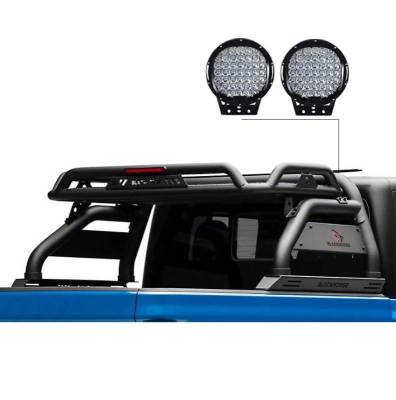 Black Horse Off Road - ATLAS Roll Bar Ladder Rack With Set of 9" Black Round LED Light-Black-2022-2023 Nissan Frontier|Black Horse Off Road - Image 3