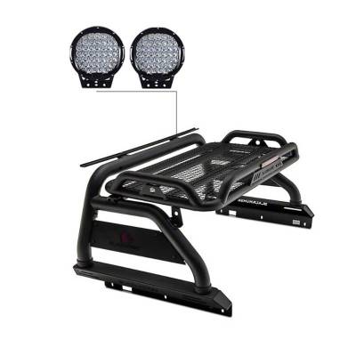 Black Horse Off Road - ATLAS Roll Bar Ladder Rack With Set of 9" Black Round LED Light-Black-2022-2023 Nissan Frontier|Black Horse Off Road - Image 5