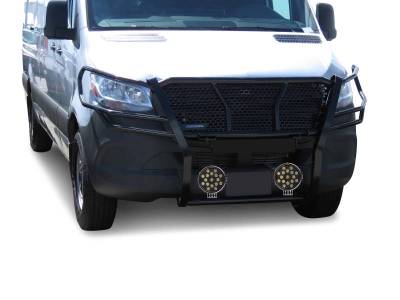 Black Horse Off Road - RUGGED Heavy Duty Grille Guard With Set of 7.0" Black Trim Rings LED Flood Lights-Black-2019-2025 Dodge Sprinter 1500-2500-3500/2019-2025-Benz Sprinter 1500-2500-3500|Black Horse Off Road - Image 5