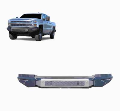 ARMOUR II Heavy Duty Modular Front Bumper-Bumper Only-Matte Black- Sierra 3500 HD/ Sierra 2500 HD/ Silverado 3500 HD/ Silverado 2500 HD|Black Horse Off Road