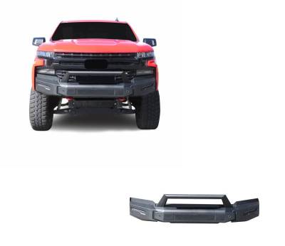 ARMOUR II Heavy Duty Modular Front Bumper-Matte Black-2019-2021 Chevrolet Silverado 1500|Black Horse Off Road