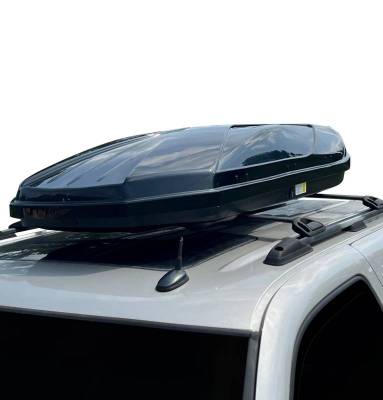 Black Horse Off Road - Black Horse Rooftop Cargo Carrier ABS + PMMA Hard Shell, 16 Cubic Feet Waterproof Car Roof Cargo Carrier Box w/ Dual Side Opening, Security Key, 165lbs Capacity, for 28" to 80" Wide Crossbar Rack, Vehicle Cargo Box - Image 2