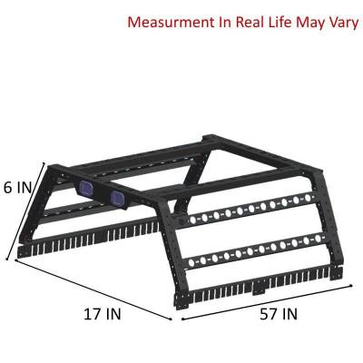 TRAVELER OVERLAND UTILITY Bed Rack With 2 Set of 5.3".Red Trim Rings LED Flood Lights-Black-Midsize- Half Ton- Three Quarter Ton Trucks-800 Lbs Capacity|Black Horse Off Road - Image 6