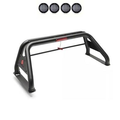 CLASSIC Roll Bar With 2 Set of 5.3".Black Trim Rings LED Flood Lights-Black-Ram 1500/1500|Black Horse Off Road