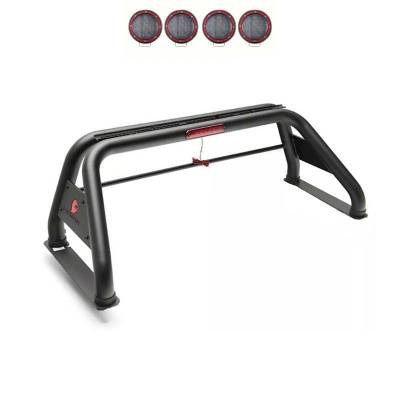 CLASSIC Roll Bar With 2 Sets of 5.3" Red Trim Rings LED Flood Lights-Black-F-250 Super Duty/F-350 Super Duty/F-450 Super Duty|Black Horse Off Road