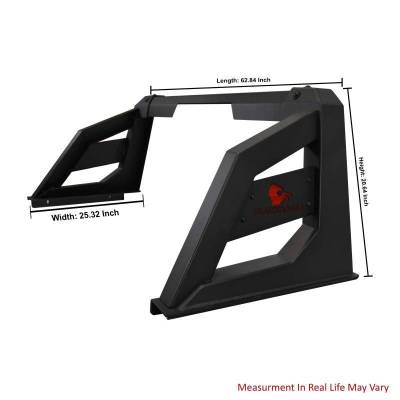 Black Horse Off Road - ARMOUR Roll Bar With 2 Set of 5.3".Black Trim Rings LED Flood Lights-Matte Black-Colorado/Canyon/Tacoma|Black Horse Off Road - Image 9