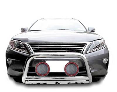 Black Horse Off Road - Bull Bar With Set of 5.3" Red Trim Rings LED Flood Lights-Stainless Steel-2010-2015 Lexus RX350/2010-2015 Lexus RX450h/2008-2010 Toyota Highlander|Black Horse Off Road - Image 3