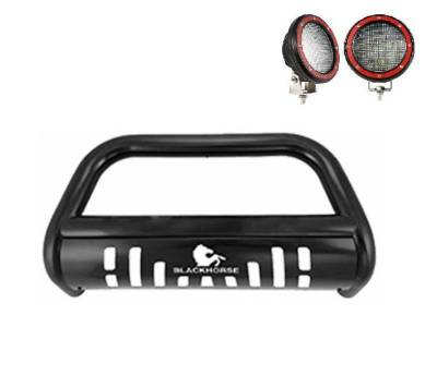 Black Horse Off Road - Bull Bar With Set of 5.3" Red Trim Rings LED Flood Lights-Black-2015-2016 Nissan Murano|Black Horse Off Road - Image 5