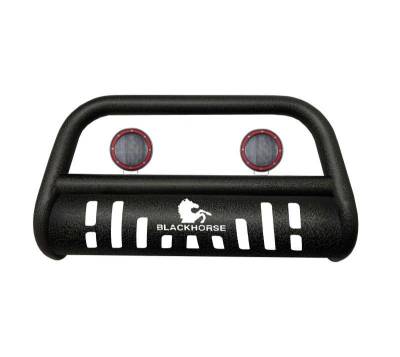 Black Horse Off Road - Bull Bar-T With Set of 5.3" Red Trim Rings LED Flood Lights-Textured Black-2000-2004 Nissan Xterra/1998-2004 Nissan Frontier|Black Horse Off Road - Image 2