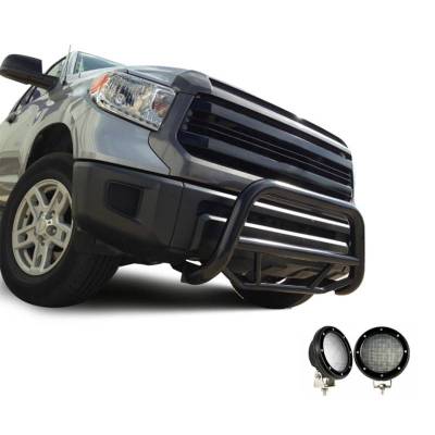 MAX Bull Bar With Set of 5.3".Black Trim Rings LED Flood Lights-Black-2007-2021 Toyota Tundra|Black Horse Off Road