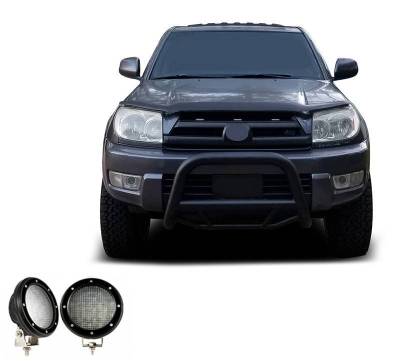 MAX Bull Bar With Set of 5.3".Black Trim Rings LED Flood Lights-Black-2003-2009 Lexus GX470/2003-2009 Toyota 4Runner|Black Horse Off Road