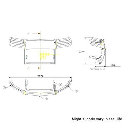 Black Horse Off Road - Grille Guard With Set of 5.3".Black Trim Rings LED Flood Lights-Black-2011-2021 Jeep Grand Cherokee|Black Horse Off Road - Image 12