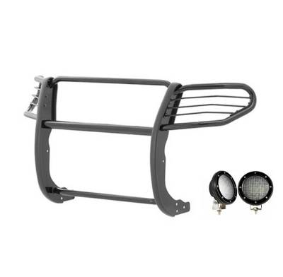 Black Horse Off Road - Grille Guard With Set of 5.3".Black Trim Rings LED Flood Lights-Black-2005-2015 Nissan Xterra|Black Horse Off Road - Image 15