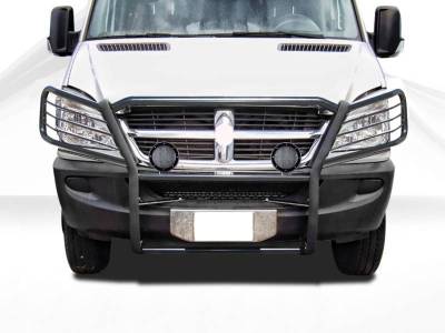 Grille Guard With Set of 5.3".Black Trim Rings LED Flood Lights-Black-Dodge,Mercedes and Freightliner Sprinter|Black Horse Off Road