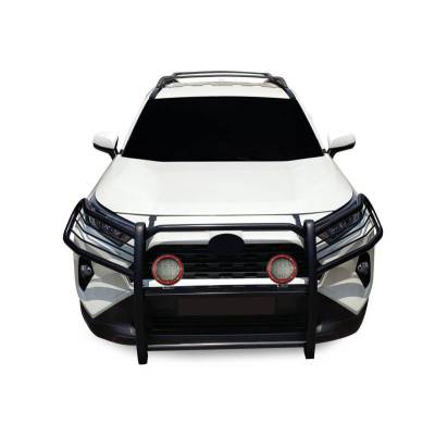 Black Horse Off Road - Grille Guard With Set of 5.3" Red Trim Rings LED Flood Lights-Black-2019-2024 Toyota RAV4|Black Horse Off Road - Image 5