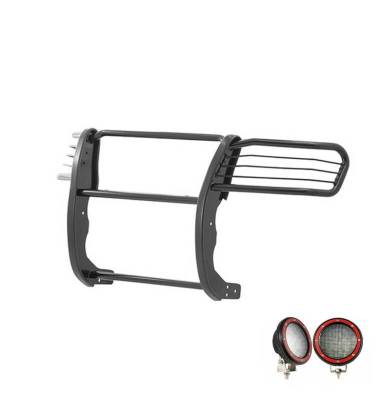 Black Horse Off Road - Grille Guard With Set of 5.3" Red Trim Rings LED Flood Lights-Black-2005-2015 Toyota Tacoma|Black Horse Off Road - Image 4