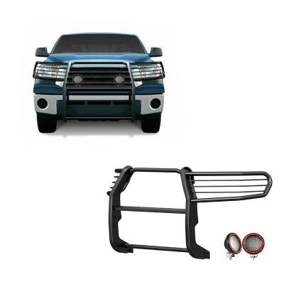 Grille Guard With Set of 5.3" Red Trim Rings LED Flood Lights-Black-Sequoia/Tundra|Black Horse Off Road