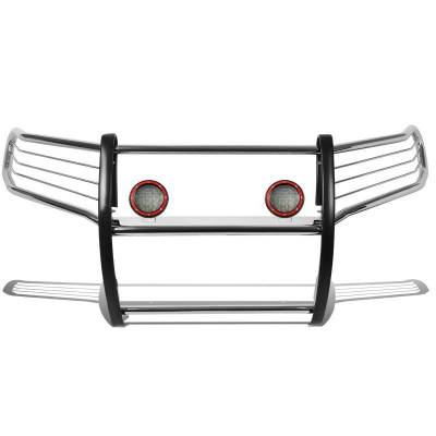 Black Horse Off Road - Grille Guard With Set of 5.3" Red Trim Rings LED Flood Lights-Stainless Steel-2005-2015 Toyota Tacoma|Black Horse Off Road - Image 3