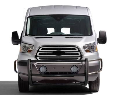 Black Horse Off Road - SPARTAN Grille Guard With Set of 5.3" Black Trim Rings LED Flood Lights-Black-2020-2025 Ford Transit-350 HD 2WD Full Size-Ford Transit-350 2WD Full Size-Ford Transit-250 2WD Full Size-Ford Transit-150 2WD Full Size|Black Horse Off Road - Image 3