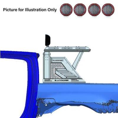 Black Horse Off Road - ARMOUR II Roll Bar Ladder Rack W/Basket With 2 Sets of 5.3&quot; Red Trim Rings LED Flood Lights-Black-2005-2024 Toyota Tacoma|Black Horse Off Road - Image 10