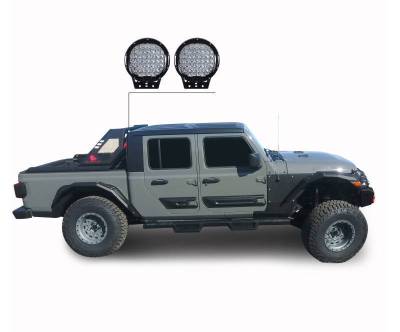 Black Horse Off Road - VIGOR Roll Bar Ladder Rack With Set of 9" Black Round LED Light-Black-2020-2024 Jeep Gladiator|Black Horse Off Road - Image 3