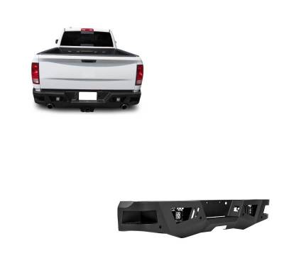 ARMOUR Heavy Duty Rear Bumper Kit-Matte Black- 2009-2018 Ram 1500/2010-2024 Ram 2500-3500/2019-2024 Ram 1500 Classic|Black Horse Off Road