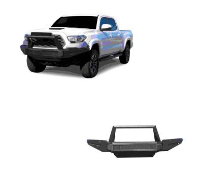 ARMOUR II Heavy Duty Modular Front Bumper-Matte Black-2016-2023 Toyota Tacoma|Black Horse Off Road