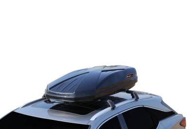 Black Horse Off Road - Black Horse Rooftop Cargo Carrier ABS + PMMA Hard Shell, 14 Cubic Feet Waterproof Car Roof Cargo Carrier Box w/ Dual Side Opening, Security Key, 165lbs Capacity, for 30" to 80" Wide Crossbar Rack, Vehicle Cargo Box - Image 3