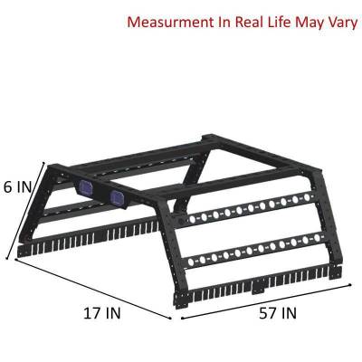 TRAVELER OVERLAND UTILITY Bed Rack With 2 Set of 5.3".Red Trim Rings LED Flood Lights-Black-Midsize- Half Ton- Three Quarter Ton Trucks-800 Lbs Capacity|Black Horse Off Road - Image 5