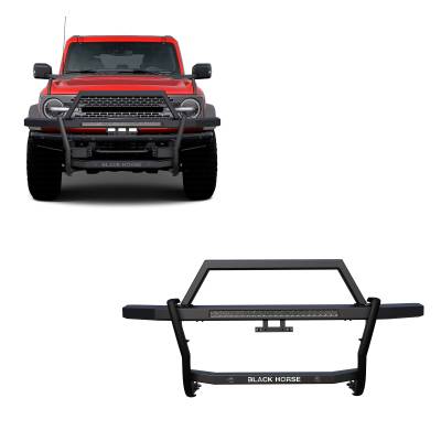 RAMBLER Grille Guard With 30" LED Bar Single Row-Black-2021-2024 Ford Bronco|Black Horse Off Road