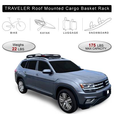 Black Horse Off Road - Black Horse | TRAVELER Aluminum Roof Mounted Cargo Basket Rack | 63"x43"x6" | Black | Compatible with cars trucks SUVs | TR-RB6343 - Image 17