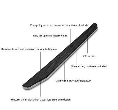 Black Horse Off Road - Premium Running Boards-Black-2009-2014 Ford F-150 Super Cab|Black Horse Off Road - Image 6