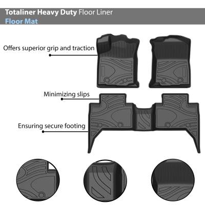 Black Horse Off Road - Black Horse TOTALINER 3.5mm Heavy Duty TPE Anti-skid Floor Mat Rug Liner fits 2018-2023 Toyota Tacoma - Image 3