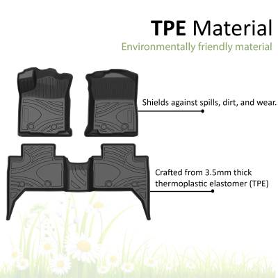 Black Horse Off Road - Black Horse TOTALINER 3.5mm Heavy Duty TPE Anti-skid Floor Mat Rug Liner fits 2018-2023 Toyota Tacoma - Image 4